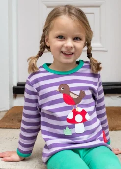 Toby Tiger Organic Purple Robin Applique Long-Sleeved T-Shirt (3 months - 8 years)