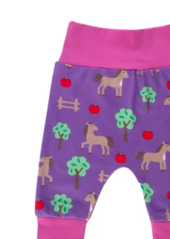 Toby Tiger Organic Purple Horse Print Yoga Pants (Newborn - 3 years)