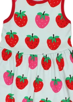 Toby Tiger Organic Red Strawberry Print Summer Dress (12 months - 8 years)
