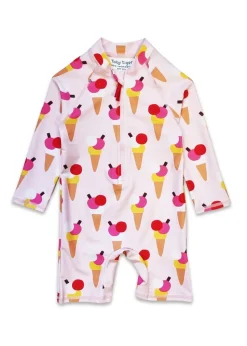 Toby Tiger Pink Ice Cream Print Baby Swimsuit (3  months - 24 months)