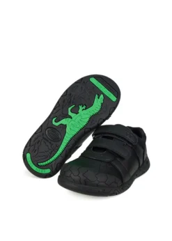 ToeZone Boys Black Dex Vegan Dinosaur School Shoe (Younger 8- Older 2)
