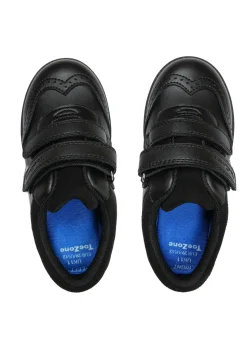 ToeZone Boys Black Evan Coated Leather Smart School Shoe (Younger 8 - Older 3)