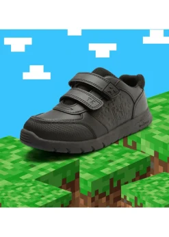 ToeZone Boys Black Minecraft Rip Tape School Shoe
