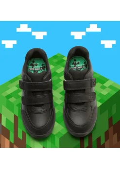 ToeZone Boys Black Minecraft Rip Tape School Shoe