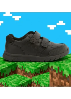 ToeZone Boys Black Minecraft Rip Tape School Shoe