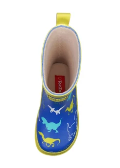 ToeZone Boys Blue Kace Dinosaur Print Wellies (Younger 6- Older 12)