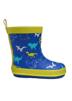 ToeZone Boys Blue Kace Dinosaur Print Wellies (Younger 6- Older 12)