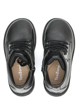 ToeZone Girls Black Angel Leather Ankle Boot (Younger 8 - Older 3)