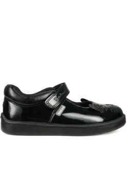 ToeZone Girls Black Kit Patent Coated Leather Bunny School Shoe (Younger 8 - Older 2)