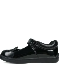 ToeZone Girls Black Kit Patent Coated Leather Bunny School Shoe (Younger 8 - Older 2)