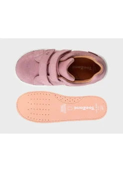 ToeZone Girls Pink Brooke Suede Rip Tape Trainers