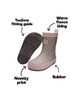 ToeZone Girls Pink Hattie Animal Print Wellies (Younger 6- Older 12)