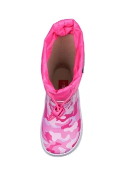 ToeZone Girls Pink Lucy Camo Tie Top Wellies (Younger 6-Older 12)