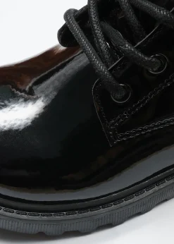 ToeZone Holly Black Patent Leather Unicorn Boot (Younger 8 - Older 2)