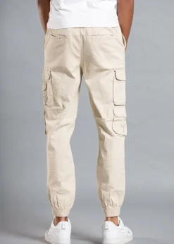 Tokyo Laundry Beige Belted Cotton Cargo Trousers