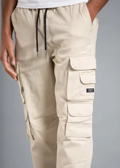 Tokyo Laundry Beige Belted Cotton Cargo Trousers