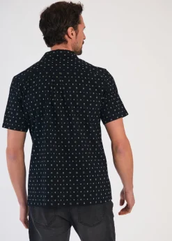 Tokyo Laundry Black Cotton Printed Short Sleeve Shirt