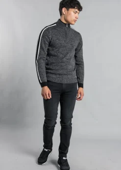 Tokyo Laundry Black Funnel Neck Jumper with Contrast Sleeve