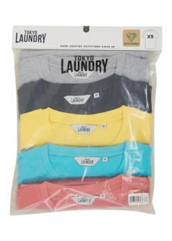 Tokyo Laundry Blue Cotton 5-Pack Short Sleeve T-Shirts