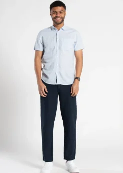 Tokyo Laundry Blue Linen Blend Button-Up Shirt with Chest Pocket