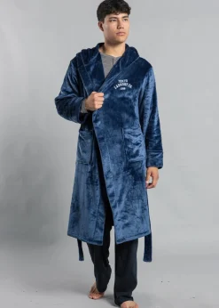 Tokyo Laundry Blue Plush Dressing Gown with Hood