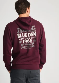 Tokyo Laundry Burgundy Printed Hoody With Drawcord