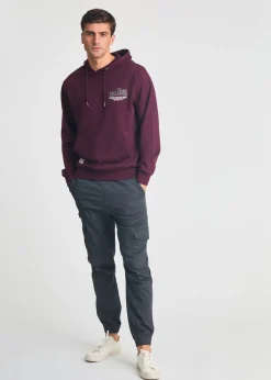 Tokyo Laundry Burgundy Printed Hoody With Drawcord