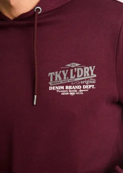 Tokyo Laundry Burgundy Printed Hoody With Drawcord