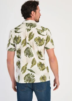 Tokyo Laundry Green Cotton Printed Poplin Short Sleeve Shirt