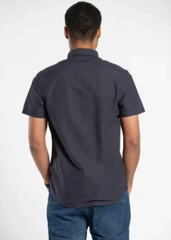 Tokyo Laundry Navy Cotton Short Sleeved Button-Up Oxford Shirt