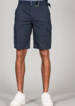 Tokyo Laundry Navy Cotton Ripstop Cargo Shorts