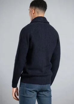 Tokyo Laundry Navy Shawl Neck Ribbed Cardigan