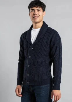 Tokyo Laundry Navy Shawl Neck Cable Knit Cardigan