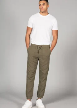 Tokyo Laundry Olive Linen Blend Classic Fit Trousers