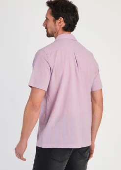 Tokyo Laundry Purple Cotton Short Sleeve Embroidered Shirt