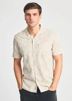 Tokyo Laundry Stone Cotton Printed Chambray Short Sleeve Shirt