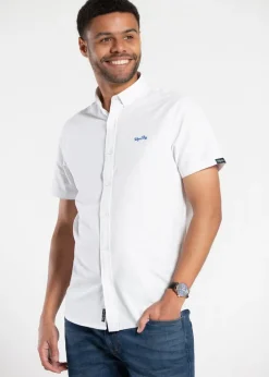 Tokyo Laundry White Cotton Short Sleeved Button-Up Oxford Shirt