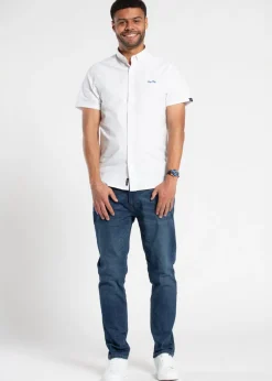 Tokyo Laundry White Cotton Short Sleeved Button-Up Oxford Shirt