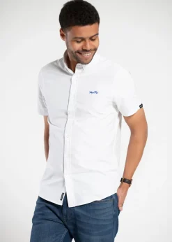 Tokyo Laundry White Cotton Short Sleeved Button-Up Oxford Shirt