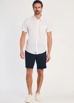 Tokyo Laundry White Linen Blend Button-Up Shirt with Chest Pocket