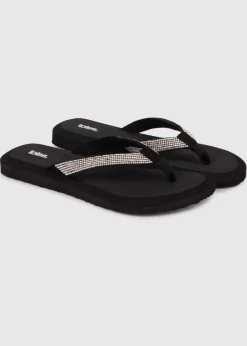 Totes Black Beaded Toe Post