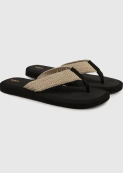 Totes Black Plait Toe Post Sandal