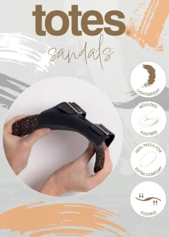 Totes Black PU Double Buckle Slider