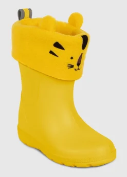 Totes Cirrus Yellow Childrens Novelty Welly Liner