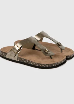 Totes Gunmetal PU Buckle Toe Post