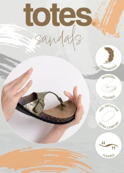 Totes Gunmetal PU Buckle Toe Post