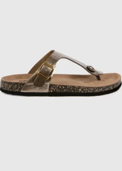 Totes Gunmetal PU Buckle Toe Post