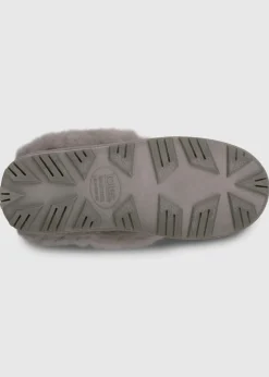 Totes Isotoner Grey Genuine Suede Bootie With Fur Cuff & Lining