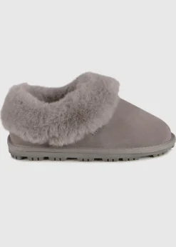 Totes Isotoner Grey Genuine Suede Bootie With Fur Cuff & Lining