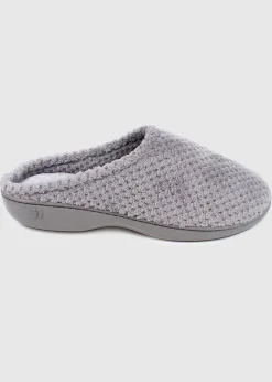 Totes Isotoner Grey Popcorn Terry Mule Slippers